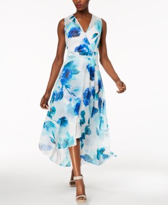 Calvin Klein Printed Chiffon Faux-Wrap Dress, Regular \u0026 Petite Sizes \u0026  Reviews - Dresses - Women - Macy's